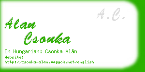 alan csonka business card