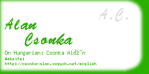 alan csonka business card